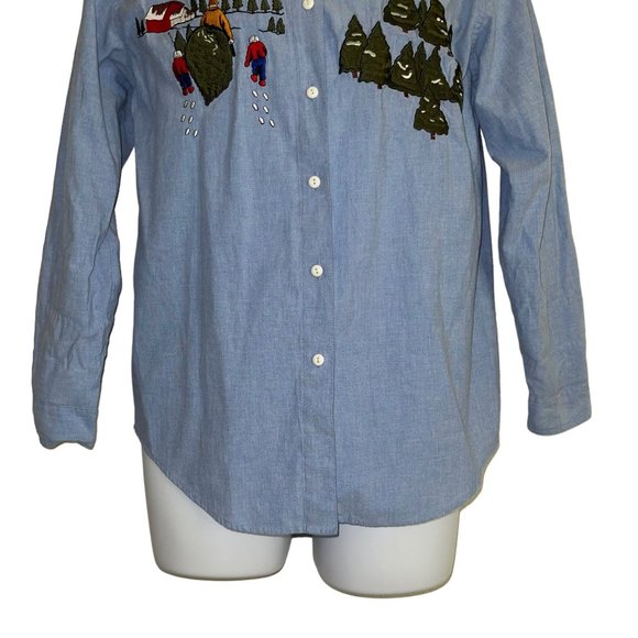 Vintage Rare Falls Creek Shirt Top Mens S Casual Christmas Holiday Dad Tree Sons - Picture 4 of 9